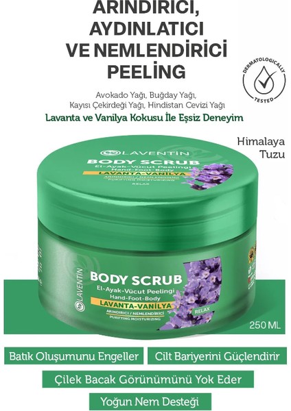 Besleyici, Arındırıcı Ve Nemlendirici Vücut Peelingi Lavanta - Vanilya 250ml (Relax)