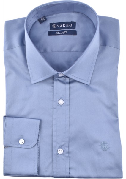 5009642 Vakko Düz Slim Fit Gömlek/indigo Lacivert/46