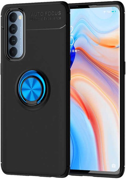 - Oppo Reno 4 Pro 4g - Kılıf Yüzüklü Auto Focus Ravel Karbon Silikon Kapak