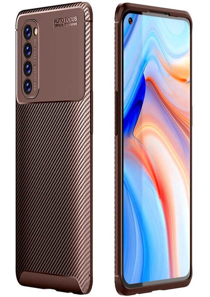 - Oppo Reno 4 Pro 4G - Kılıf Auto Focus Karbon Negro Silikon Kapak - Siyah