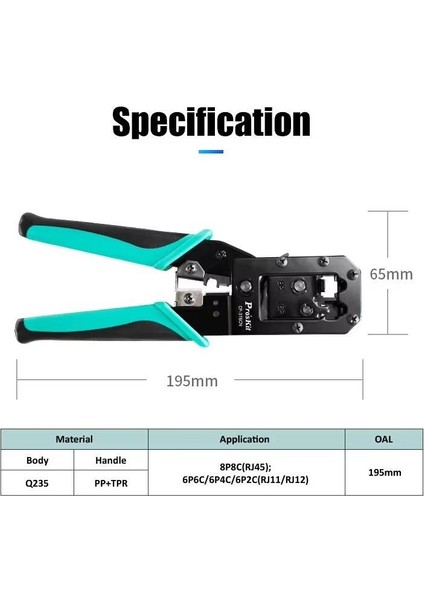 CP-376CN 6p/8p RJ11/RJ12/RJ45 Cat5 Cat6 Konnektör Sıkma Pensesi