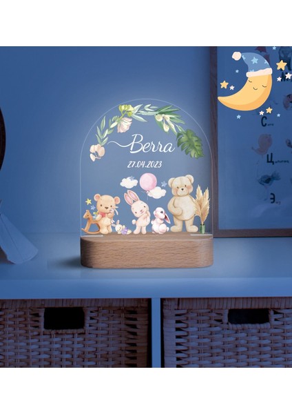 Vera Kids Ahşap Gece Lambası Kız Çocuk Için Çocuk Odası Gece Lambası