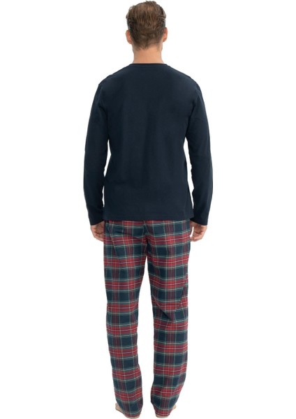 Erkek Lacivert Yuvarlak Yaka Pijama Takımı 18851 modelleri
