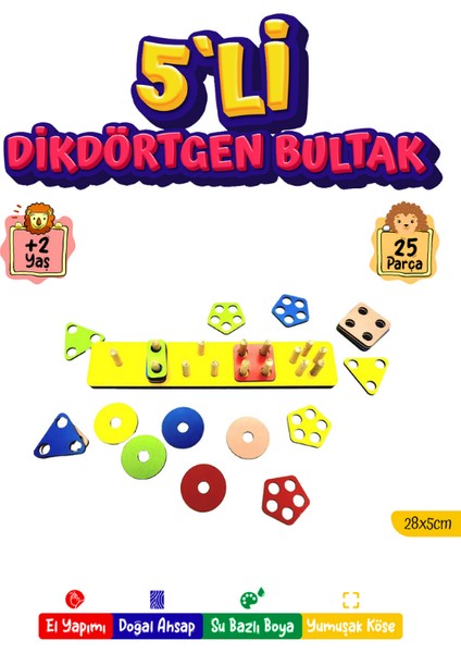 212TOYZZ Eğitici 5 Adet Oyuncak Taşıtlar, Rakamlar,meyveler, Geometrik Şekiller ve Orman Hayvan