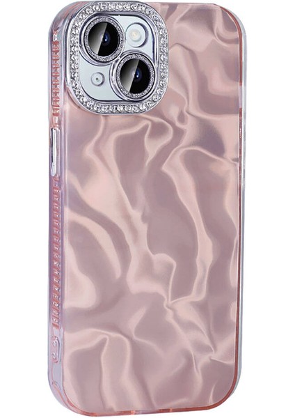 - Apple iPhone 15 Plus - Kılıf Airbagli Parlak Taş Detay Tasarımlı Esila Kapak - Pembe