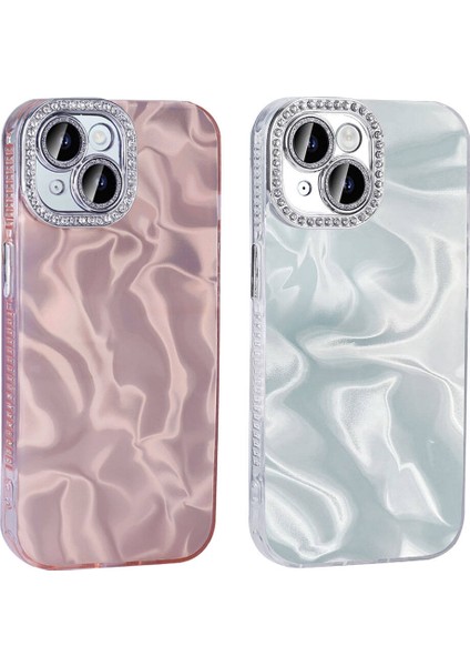 - Apple iPhone 15 Plus - Kılıf Airbagli Parlak Taş Detay Tasarımlı Esila Kapak - Pembe