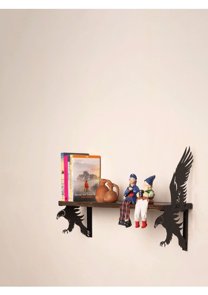 Büyük Kartal Desenli Dekoratif Raf Ayağı Ve Masif Raf I 003 I 60 Cm I Beyaz