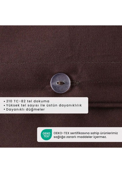 %100 Pamuk Saten Supreme Basic King Size Nevresim Seti Acı Kahve (240X220 Cm)