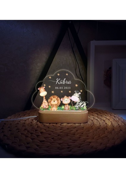 Vera Kids Hoş Geldin  Ahşap Gece Lambası ,Yeni Doğan  Çocuk Odası Gece Lambası