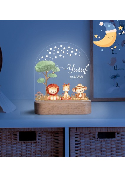 Hoş Geldin Ahşap Gece Lambası ,Kişiye Özel Çocuk Gece Lambası