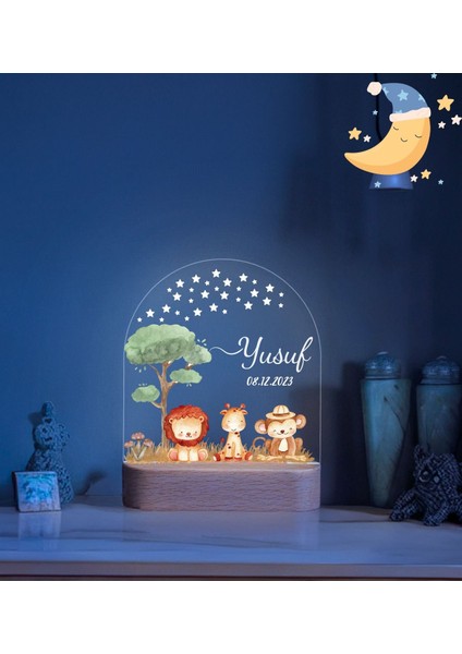Hoş Geldin Ahşap Gece Lambası ,Kişiye Özel Çocuk Gece Lambası