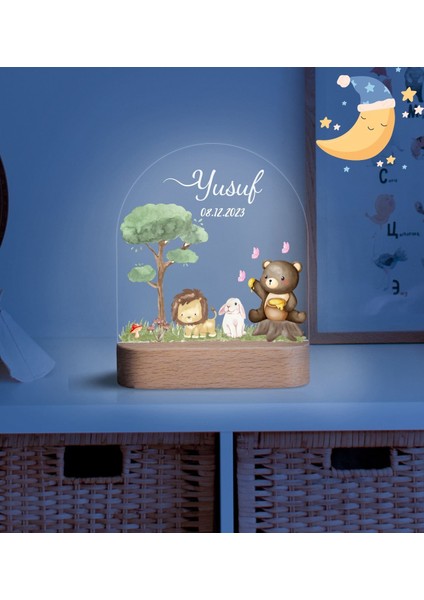 Vera Kids Her Yaşta Çocuğu Uygun  Ahşap Gece Lambası