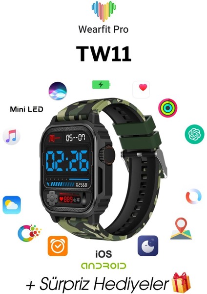 TW11 Akıllı Saat 50MM Miniled Ekran Akıllı Kol Saati