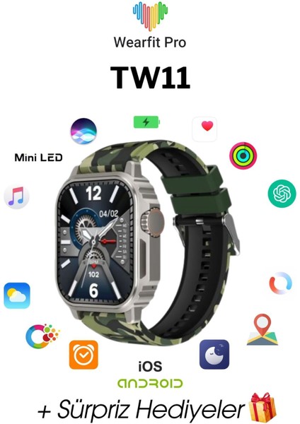 TW11 Akıllı Saat 50MM Miniled Ekran Akıllı Kol Saati