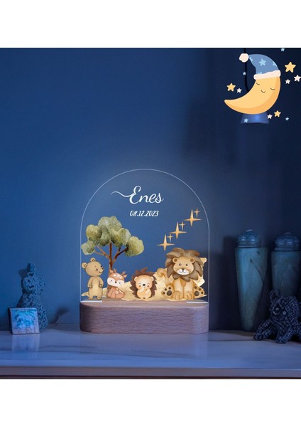 Hoş Geldin Ahşap Gece Lambası ,Yeni Doğan Çocuk Odası Gece Lambası