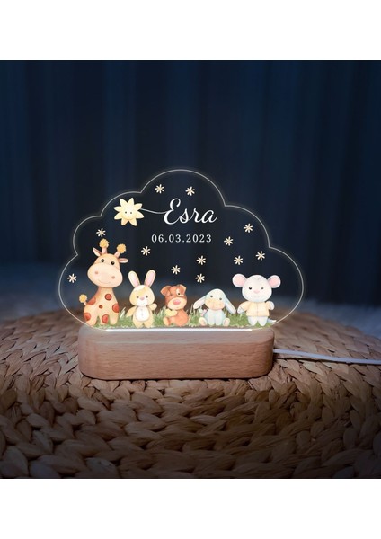 Vera Kids Hoş Geldin  Ahşap Gece Lambası ,Yeni Doğan  Çocuk Odası Gece Lambası