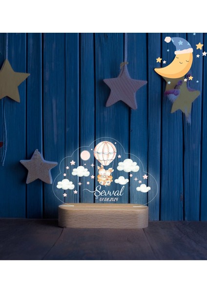 Vera Kids Hoş Geldin  Ahşap Gece Lambası ,Yeni Doğan  Çocuk Odası Gece Lambası