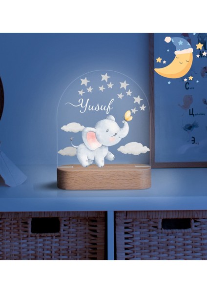 Yenidoğan Erkek Çocuk ,Hoş Geldin Ahşap Gece Lambası ,Yeni Doğan Çocuk Odası Gece Lambası