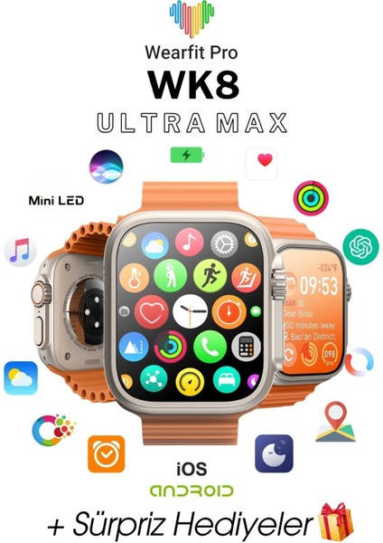 Wk8 Ultra Max Akıllı Saat 49MM Miniled Ekran Akıllı Kol Saati