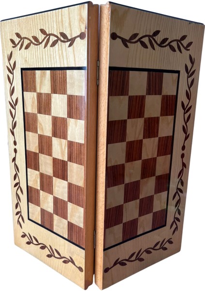 El Işçiliği 52 x 45 cm Boyutlarında Gerçek Ahşap (Dama / Satranç) Desenli Arka Taraf Oyun Tavlası modelleri