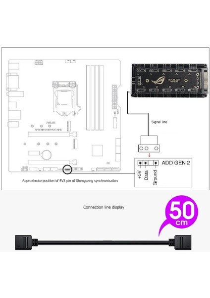 Argb Rgb LED 3 Pin 11 Port 5V Sata Power Güç Fan Çoklayıcır Şerit Hub Kablo Splitter