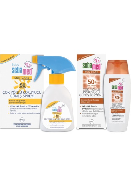 Sun Care Güneş Losyonu Kremi Avantaj Pk (Çocuk 50+ Faktör 200ML+ Çok Yönlü 50+ Faktör 150ML)