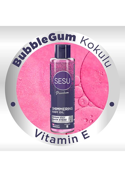 Vücut Losyonu 175 ml Vücut Peelingi 250 ml - Simli Cilt Bakım Yağı 150 ml Karma 3'lü Set