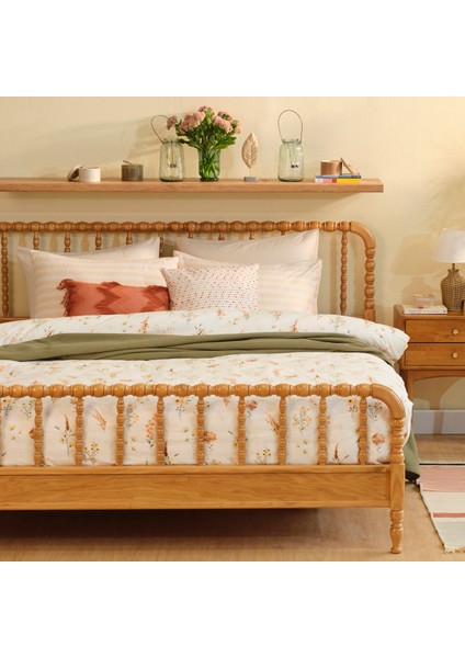 %100 Pamuk Saten Leora King Size Nevresim Seti Somon (240X220 Cm)