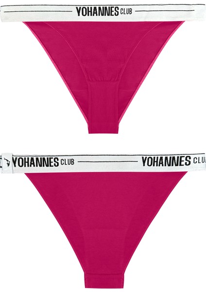 Yohannes Club Yohannesclub, Kadın, Lastik Bantlı Brazilian Külot,  2'li, Pembe, Kırmızı