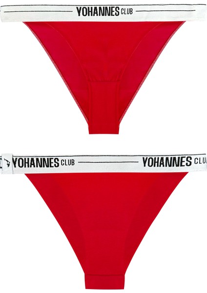 Yohannes Club Yohannesclub, Kadın, Lastik Bantlı Brazilian Külot,  2'li, Pembe, Kırmızı