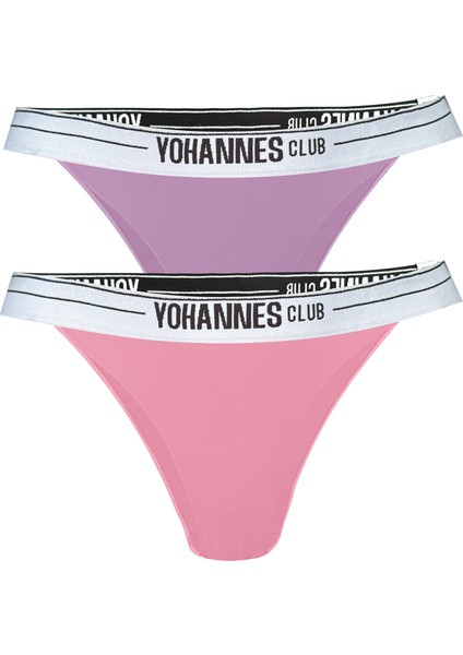 Yohannes Club Yohannesclub, Kadın, Lastik Bantlı Brazilian Külot,  2'li, Pudra, Lila