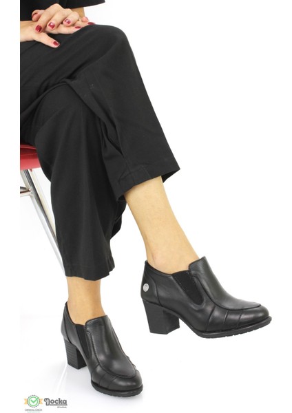 Kadın Deri Ortopedik Kışlık Klasik Kalın Topuklu Ayakkabı M25/KA3135