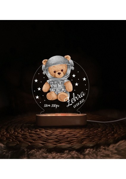 Vera Kids Yeni Doğan ,Hoş Geldin Bebek Ayıcık Gece Lambası, Teddy Bear Kişiye Özel , Çocuk Odası Ayı Teddy Led Lamba Aydınlatması,Kişiye Özel 3 Boyutlu