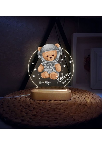 Vera Kids Yeni Doğan ,Hoş Geldin Bebek Ayıcık Gece Lambası, Teddy Bear Kişiye Özel , Çocuk Odası Ayı Teddy Led Lamba Aydınlatması,Kişiye Özel 3 Boyutlu