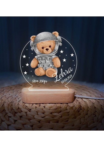 Vera Kids Yeni Doğan ,Hoş Geldin Bebek Ayıcık Gece Lambası, Teddy Bear Kişiye Özel , Çocuk Odası Ayı Teddy Led Lamba Aydınlatması,Kişiye Özel 3 Boyutlu