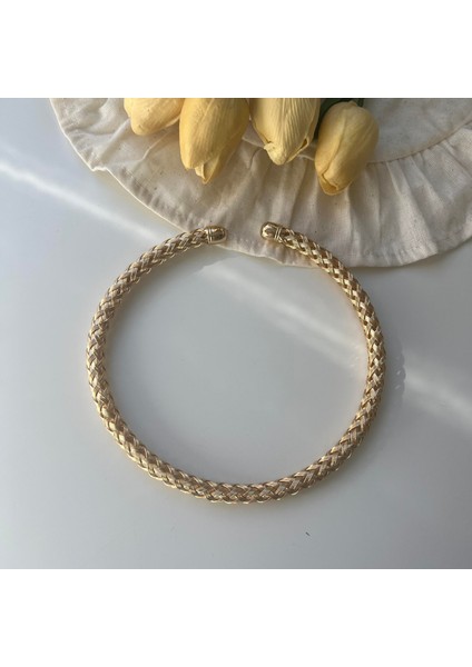 Gold Hasır Choker Kolye