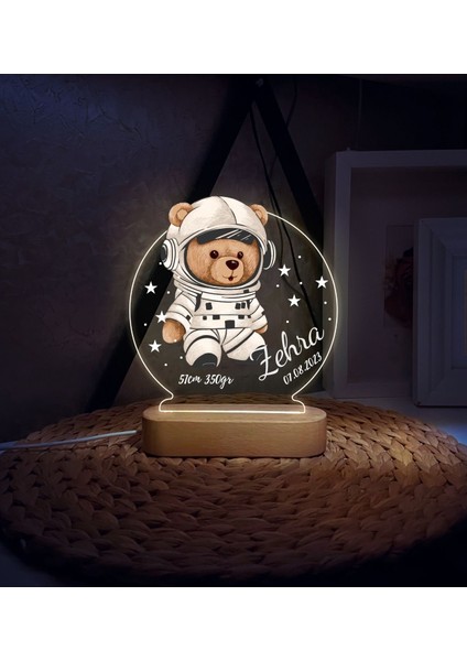 Vera Kids Yeni Doğan ,Hoş Geldin Bebek Ayıcık Gece Lambası, Teddy Bear Kişiye Özel , Çocuk Odası Ayı Teddy Led Lamba Aydınlatması,Kişiye Özel 3 Boyutlu