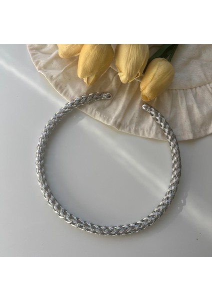 Silver Hasır Choker Kolye