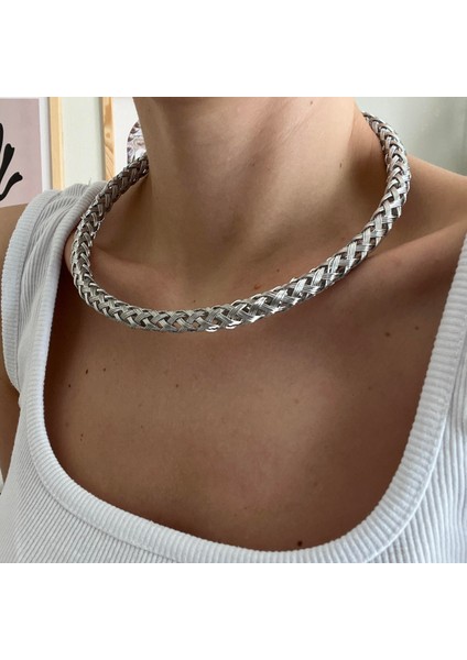 Silver Hasır Choker Kolye