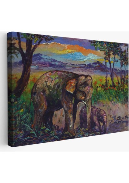 Ormandaki Yavru Fil ve Anne Fil TABLOSU-1242 fiyatları