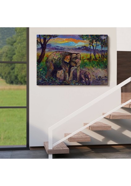 Ormandaki Yavru Fil ve Anne Fil TABLOSU-1242 indirimleri