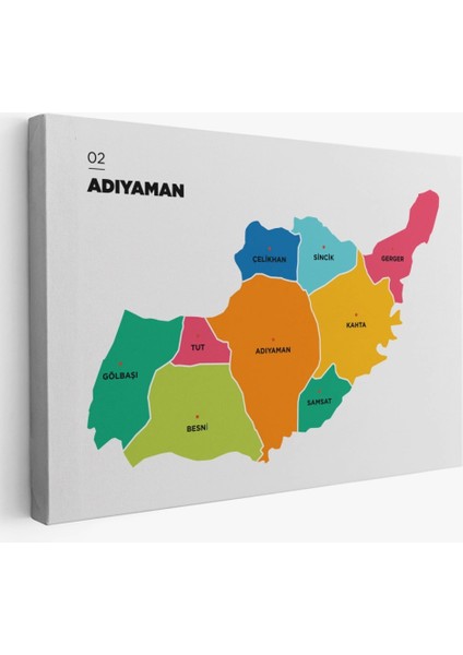 Adıyaman Ili ve Ilçeler Haritası Dekoratif Kanvas Tablo 1251 fiyatları