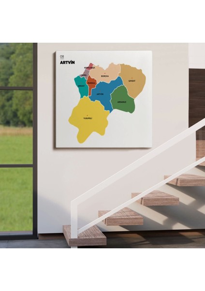 Teknoo- Artvin Ili ve Ilçeler Haritası Dekoratif Kanvas Tablo 1274 fırsatları