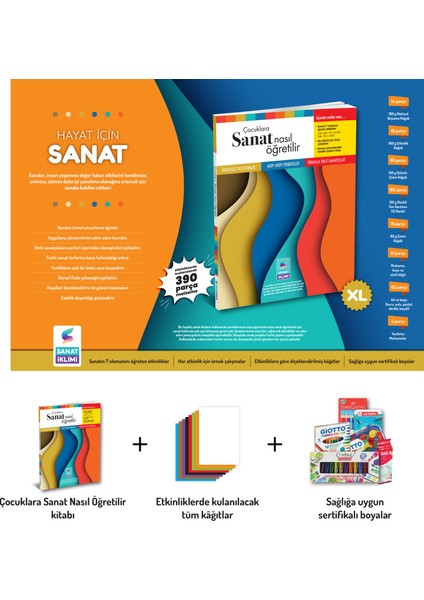 Çocuklara Sanat Nasıl Öğretilir (Kitap + Kâğıtlar + Boyalar) Hayat İçin Sanat Seti XL