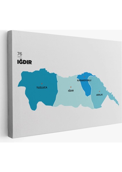 Teknoo- Iğdır Ili ve Ilçeler Haritası Dekoratif Kanvas Tablo 1359