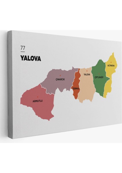 Yalova Ili ve Ilçeler Haritası Dekoratif Kanvas Tablo 1482 fiyatları