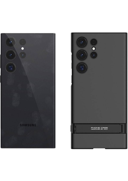 Samsung Galaxy S24 Ultra Kılıf Kamera Korumalı Dikey Standlı Ays Kapak - Gümüş