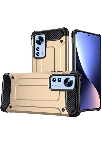 - Xiaomi Mi 12 - Kılıf Çift Katman Zırh Tank Crash Military Kapak - Gold - T21903