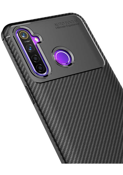 Realme C3 Kılıf Auto Focus Karbon Negro Silikon Kapak Lacivert