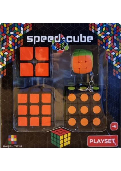 4 Lü Speed Zeka Küpü Akıl Küpü Rübik Küp Seti 3 x 3-2 x 2-3 x 3 Yuvarlak Punta'lı - Kavisli 3 x 3 Anahtar'lık